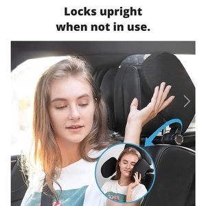Roadpal headrest pillow attachment for comfortable car rides black leather.